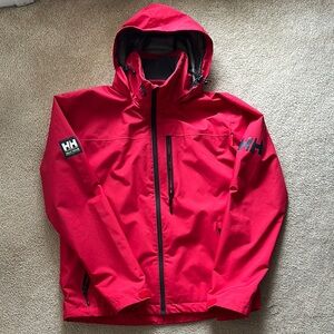 Helly Hansen Red Raincoat with Hood and Water-Resistant Finish